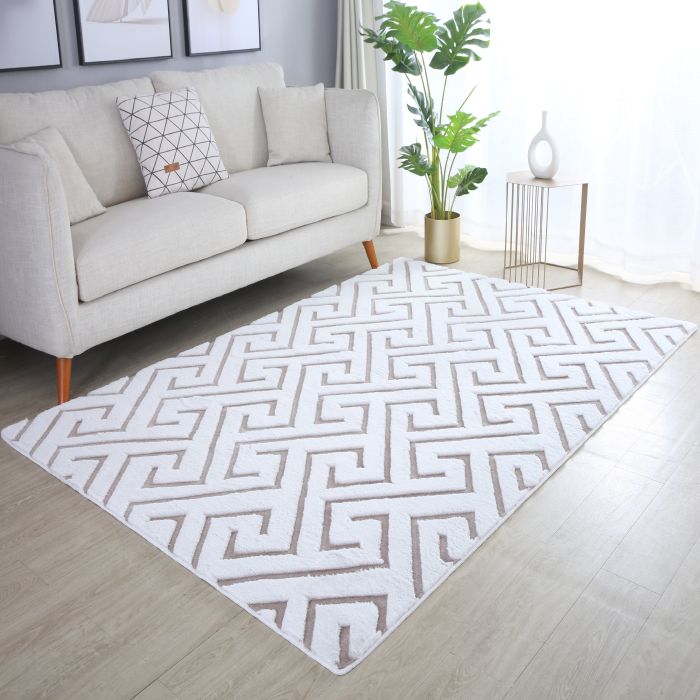 Vision Plux 3D vloerkleed laagpolig rechthoek 140x200cm beige
