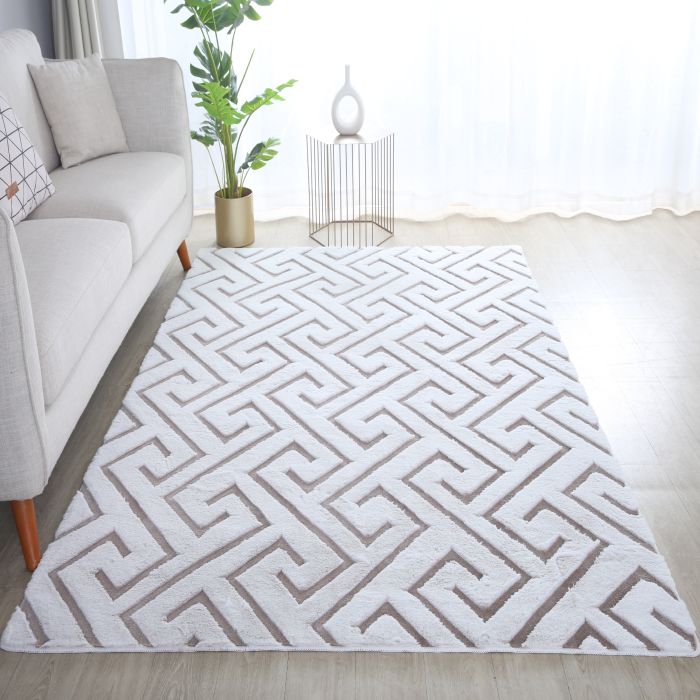 Vision Plux 3D vloerkleed laagpolig rechthoek 140x200cm beige