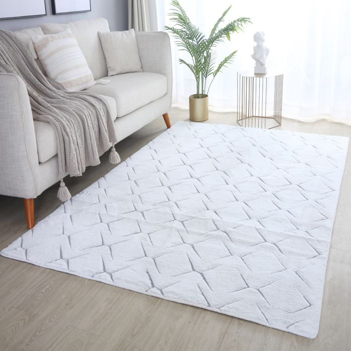Vision Zyra 3D vloerkleed laagpolig rechthoek 160x230cm zilver