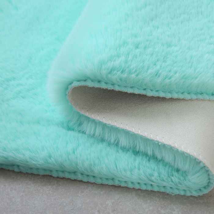 Caty Hart effen kindervloerkleed fluffy hoogpolig 90x90cm mintgroen