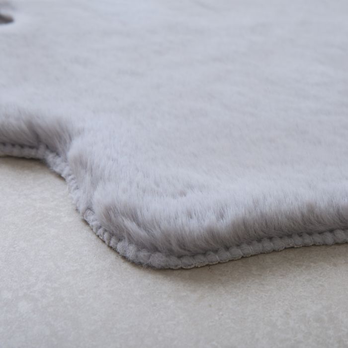 Caty Dino effen kindervloerkleed fluffy hoogpolig 80x100cm zilver