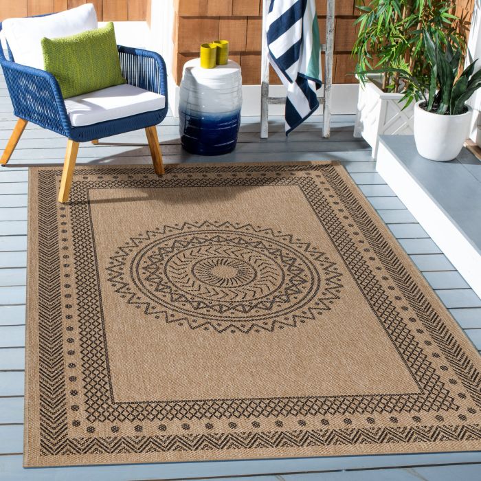Dhaka Shapl binnen- & buitenkleed rechthoek 280x370cm jute zwart