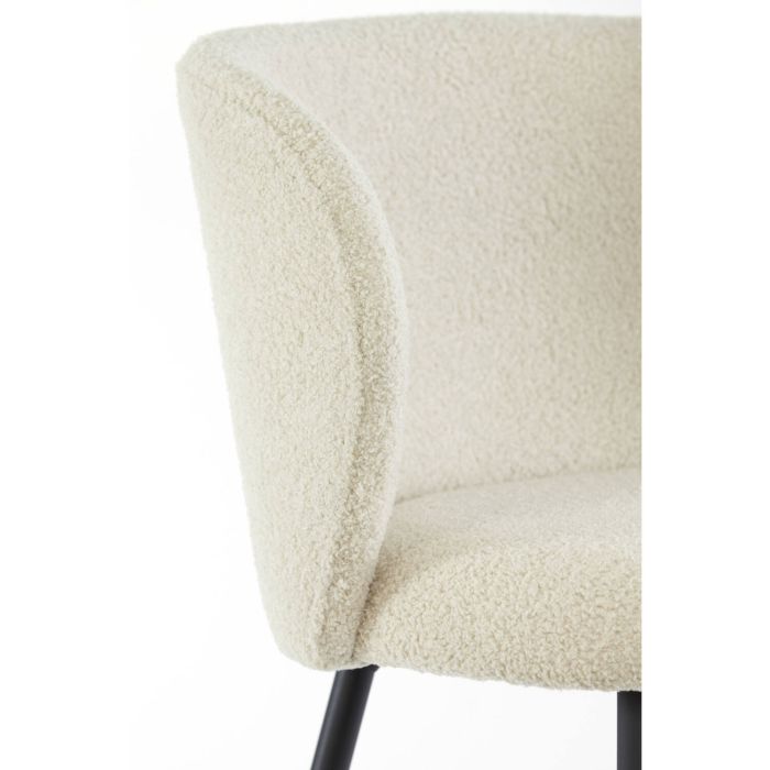ELYNA eetkamerstoel teddy 56x55x79cm licht beige met mat zwart poten