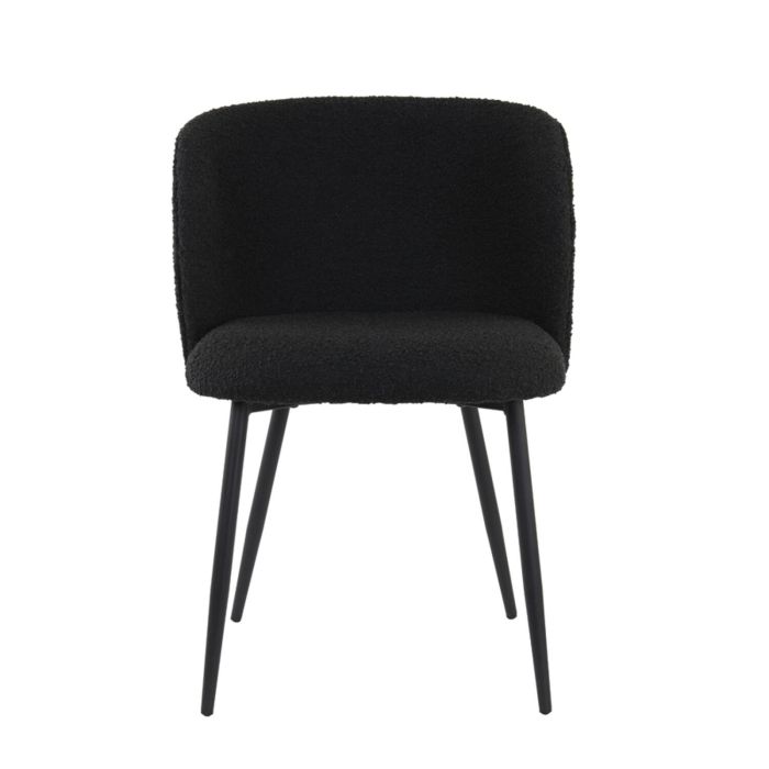 ELYNA eetkamerstoel bouclé (lus) 56x55x79cm zwart met mat zwart poten