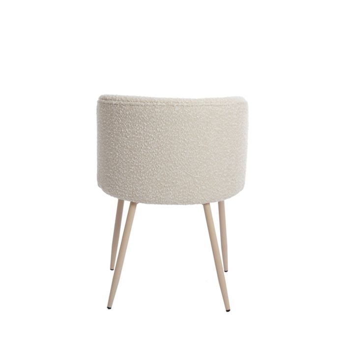 ELYNA eetkamerstoel bouclé (lus) 56x55x79cm crème met crème poten