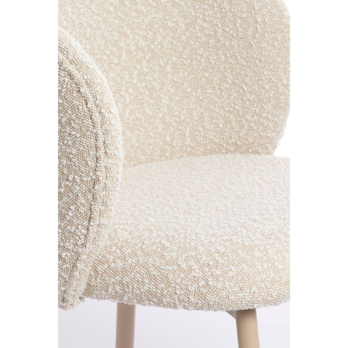 ELYNA eetkamerstoel bouclé (lus) 56x55x79cm crème met crème poten