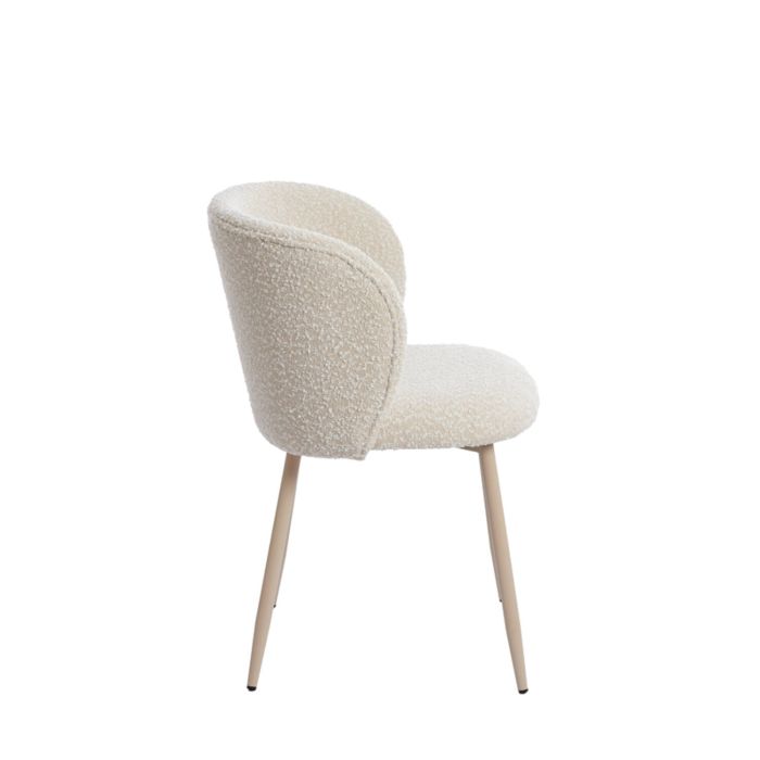 ELYNA eetkamerstoel bouclé (lus) 56x55x79cm crème met crème poten