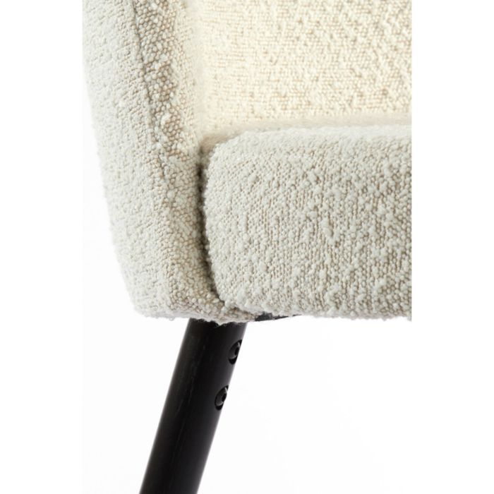 ECKLEY eetkamerstoel bouclé (lus) 56x47x79cm crème met zwart poten