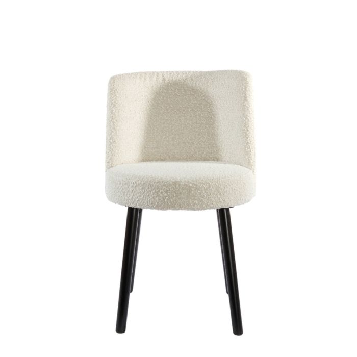 ECKLEY eetkamerstoel bouclé (lus) 56x47x79cm crème met zwart poten