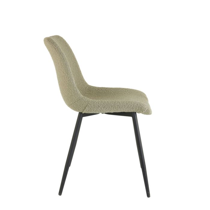 KATE eetkamerstoel bouclé (lus) 58,5x47,5x82,5cm zand met zwart poten