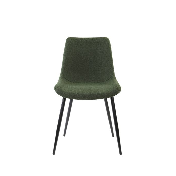 KATE eetkamerstoel bouclé (lus) 58,5x47,5x82,5cm donker groen met zwart poten
