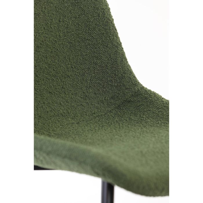 KATE eetkamerstoel bouclé (lus) 58,5x47,5x82,5cm donker groen met zwart poten
