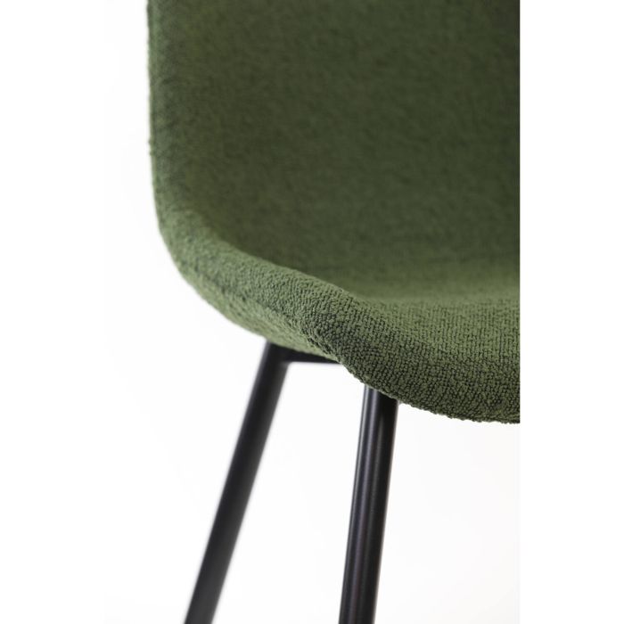 KATE eetkamerstoel bouclé (lus) 58,5x47,5x82,5cm donker groen met zwart poten