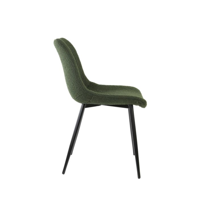 KATE eetkamerstoel bouclé (lus) 58,5x47,5x82,5cm donker groen met zwart poten