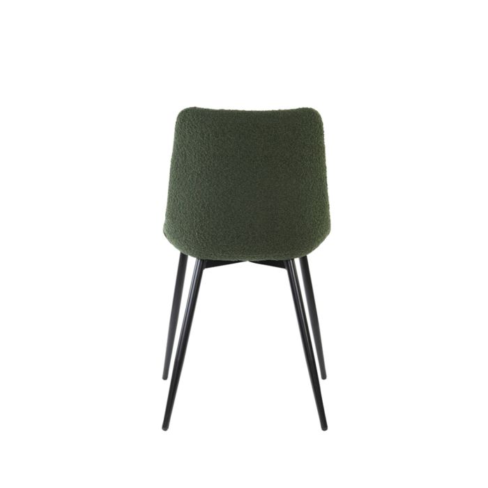 KATE eetkamerstoel bouclé (lus) 58,5x47,5x82,5cm donker groen met zwart poten