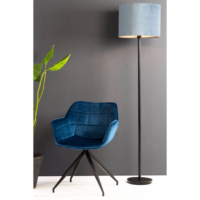 JAIMY eetkamerstoel velvet 62x52x81cm blauw met zwart poten