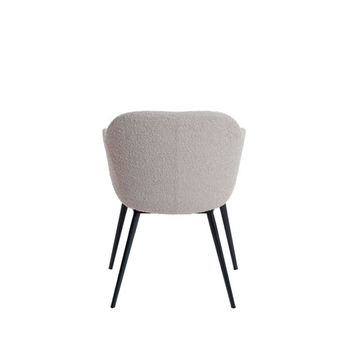 LEONE eetkamerstoel bouclé (lus) 59x58,5x82cm taupe met zwart poten
