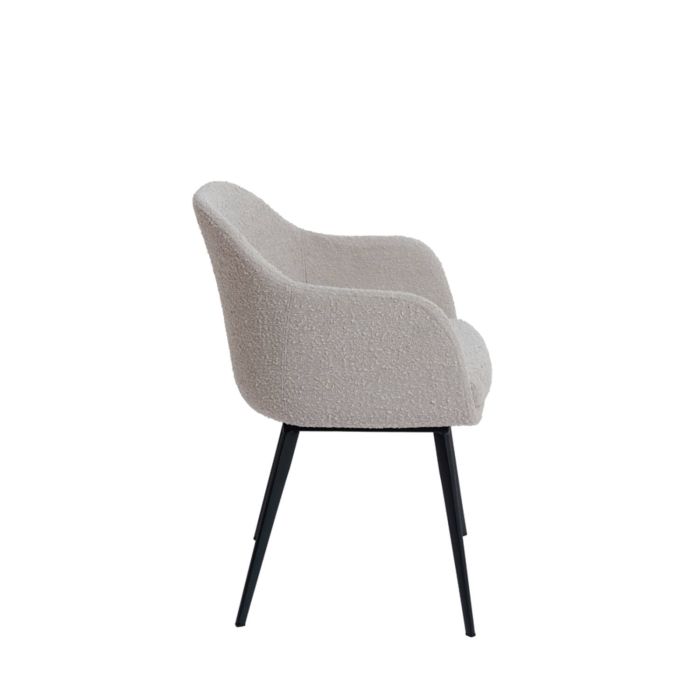 LEONE eetkamerstoel bouclé (lus) 59x58,5x82cm taupe met zwart poten
