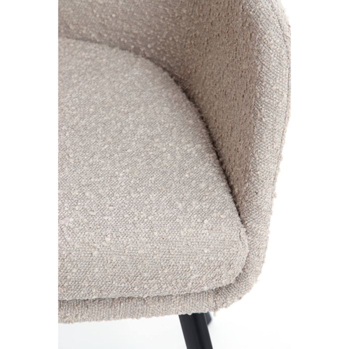 LEONE eetkamerstoel bouclé (lus) 59x58,5x82cm taupe met zwart poten