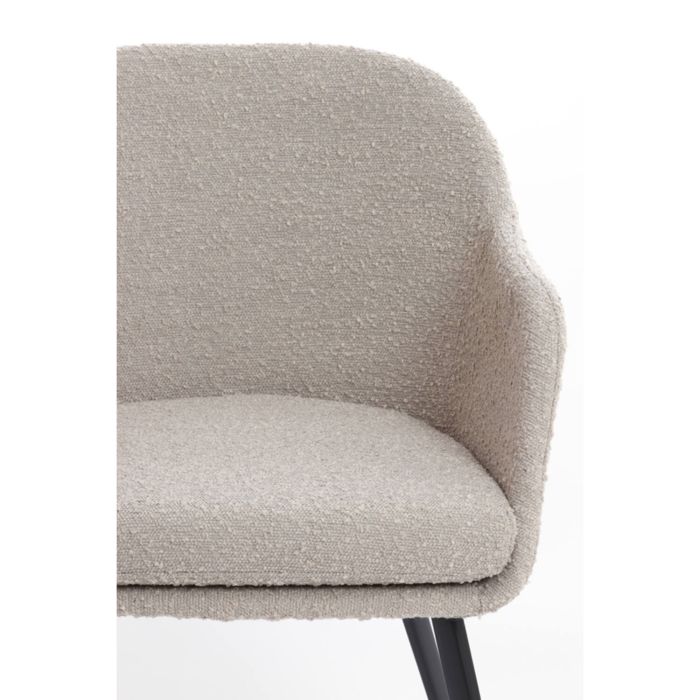 LEONE eetkamerstoel bouclé (lus) 59x58,5x82cm taupe met zwart poten