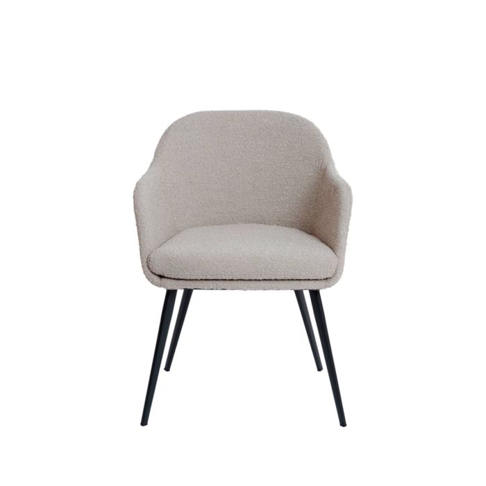 LEONE eetkamerstoel bouclé (lus) 59x58,5x82cm taupe met zwart poten