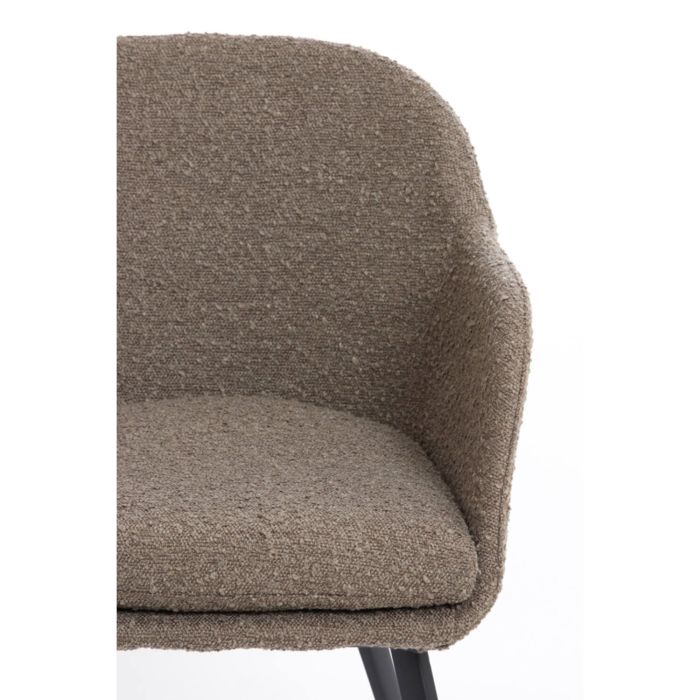 LEONE eetkamerstoel bouclé (lus) 59x58,5x82cm bruin met zwart poten