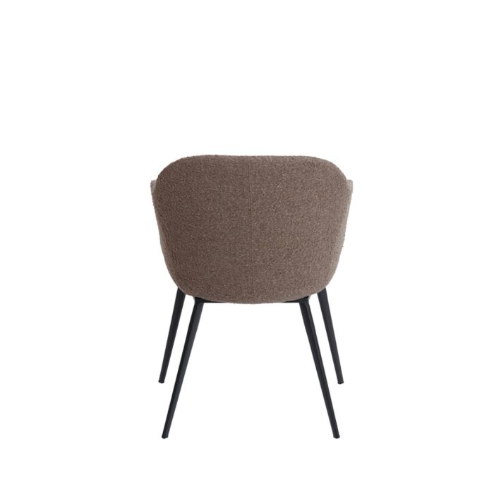LEONE eetkamerstoel bouclé (lus) 59x58,5x82cm bruin met zwart poten