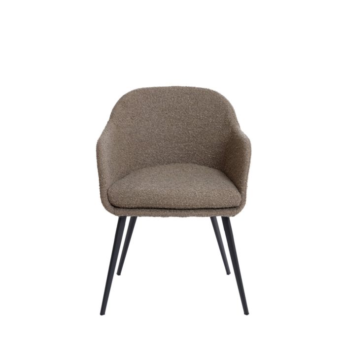 LEONE eetkamerstoel bouclé (lus) 59x58,5x82cm bruin met zwart poten