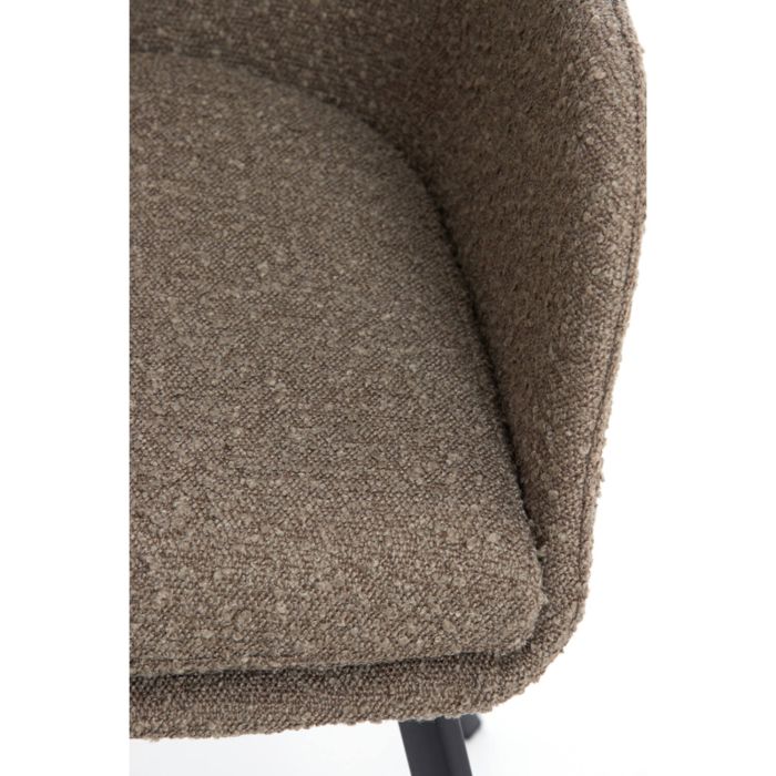 LEONE eetkamerstoel bouclé (lus) 59x58,5x82cm bruin met zwart poten