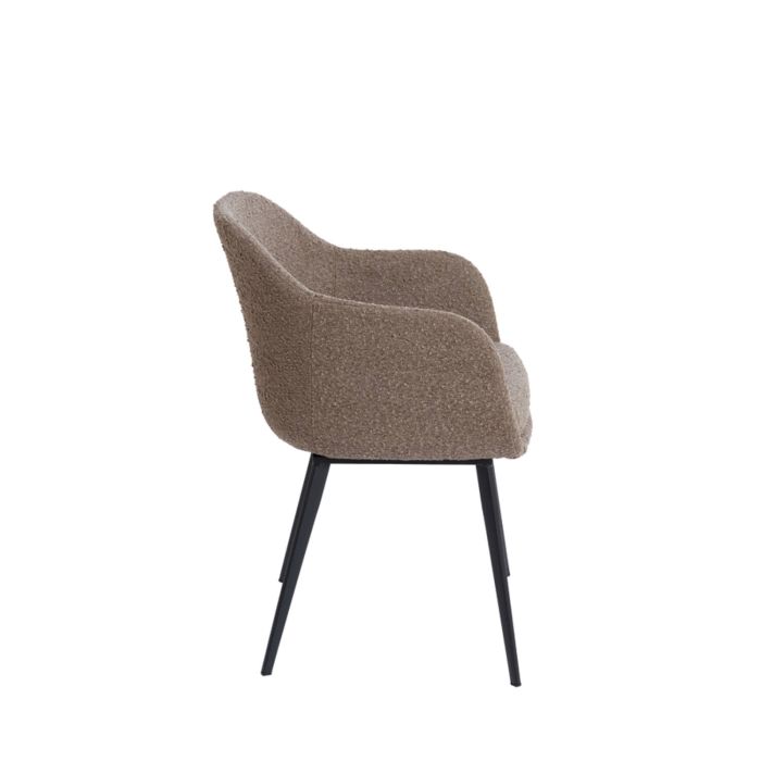 LEONE eetkamerstoel bouclé (lus) 59x58,5x82cm bruin met zwart poten
