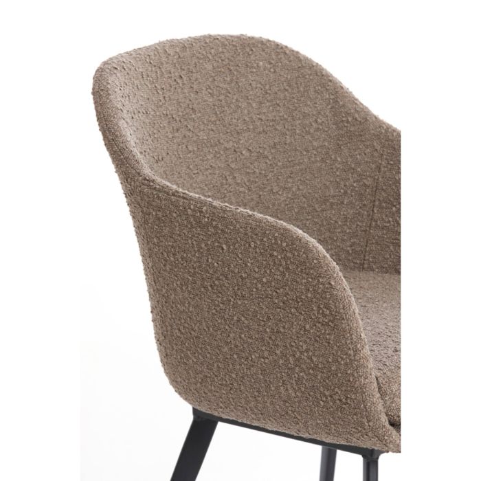 LEONE eetkamerstoel bouclé (lus) 59x58,5x82cm bruin met zwart poten