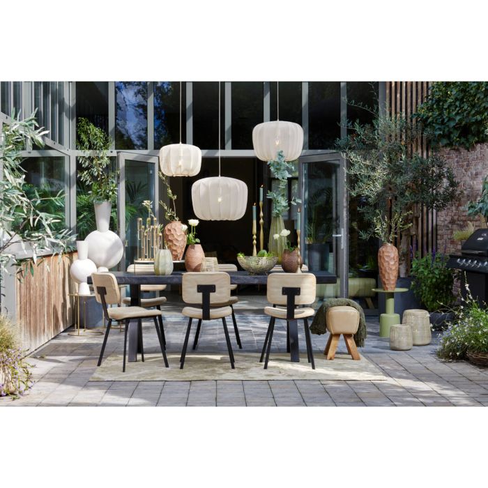 MASANA eetkamerstoel leer 51x47x82cm zand met zwart poten