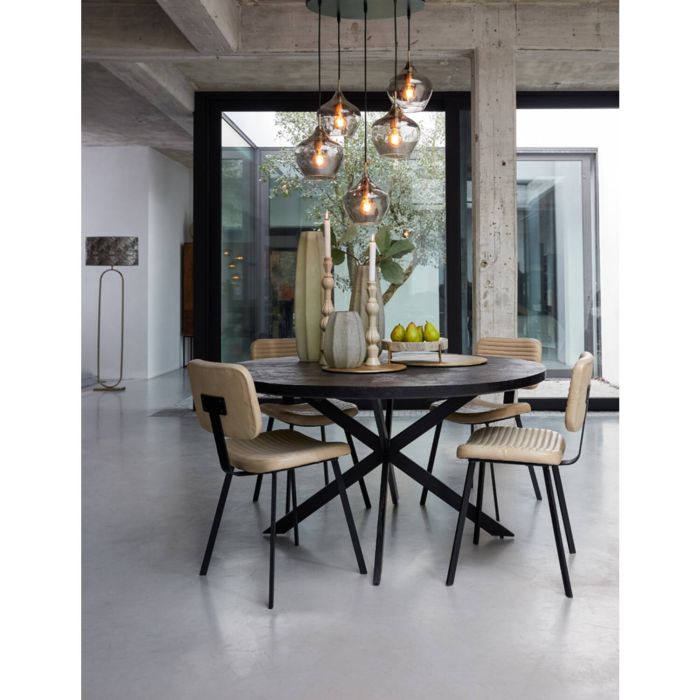 MASANA eetkamerstoel leer 51x47x82cm zand met zwart poten