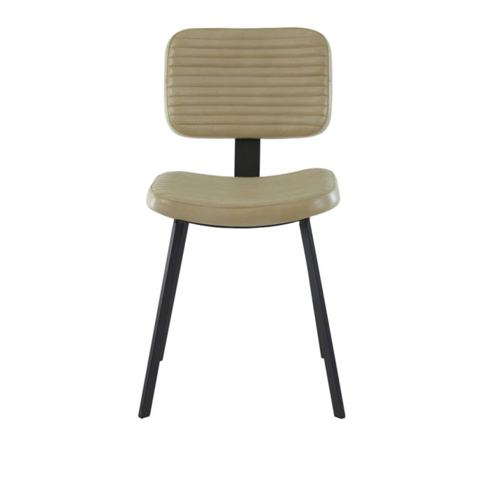 MASANA eetkamerstoel leer 51x47x82cm zand met zwart poten
