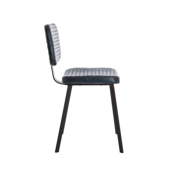 MASANA eetkamerstoel leer 51x47x82cm blauw met zwart poten