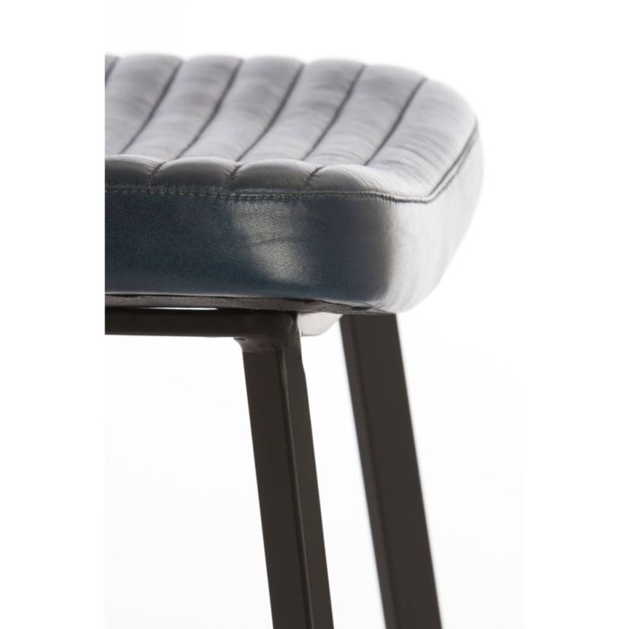 MASANA eetkamerstoel leer 51x47x82cm blauw met zwart poten