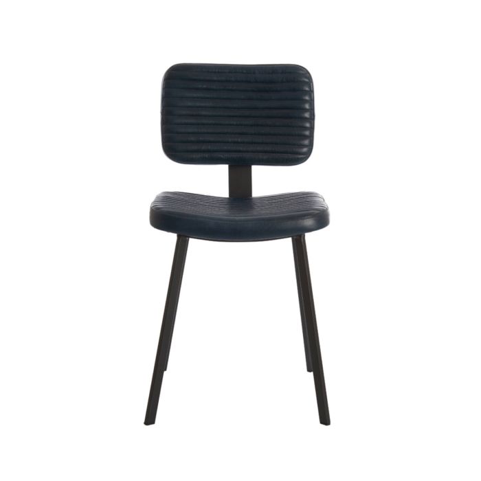 MASANA eetkamerstoel leer 51x47x82cm blauw met zwart poten