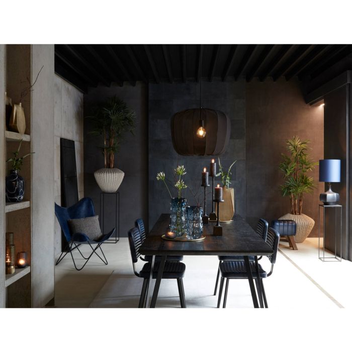 MASANA eetkamerstoel leer 51x47x82cm blauw met zwart poten