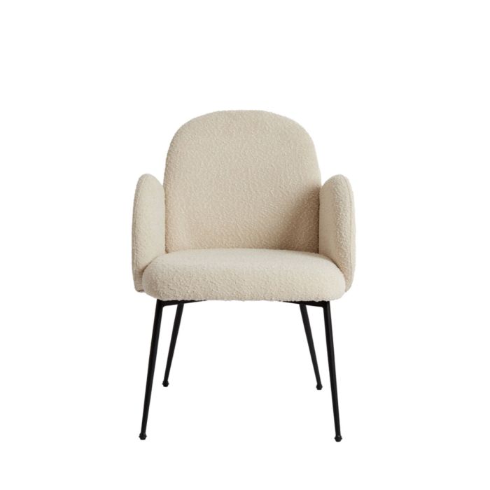 CHIBA eetkamerstoel bouclé (lus) 62x59x86cm crème met zwart poten