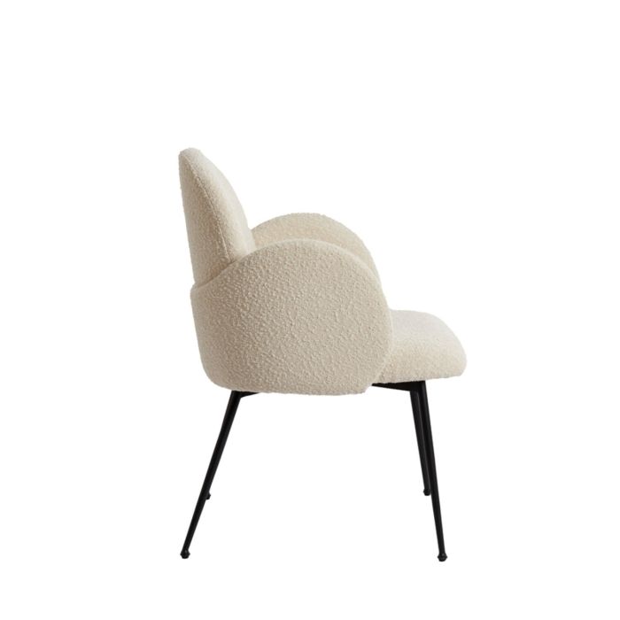 CHIBA eetkamerstoel bouclé (lus) 62x59x86cm crème met zwart poten