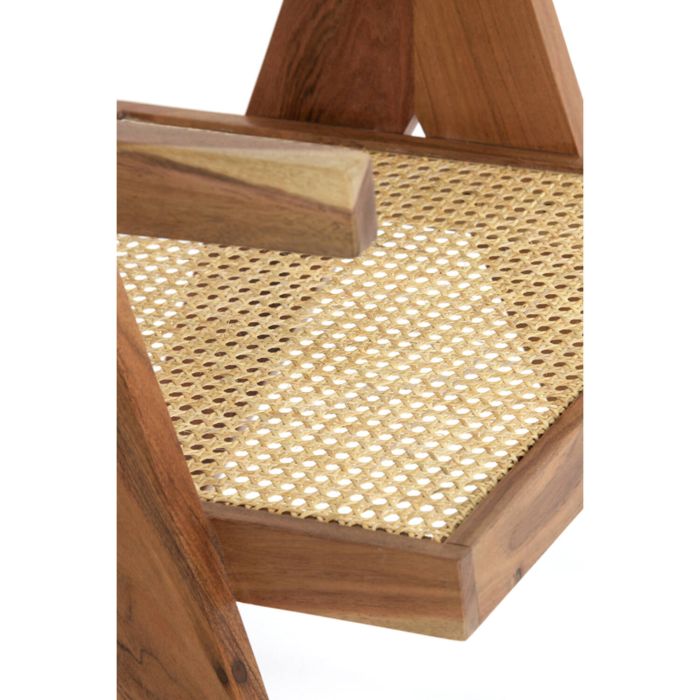 MORAZAN houten fauteuil 56x53x79cm naturel en rotan naturel