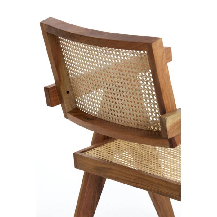 MORAZAN houten fauteuil 56x53x79cm naturel en rotan naturel