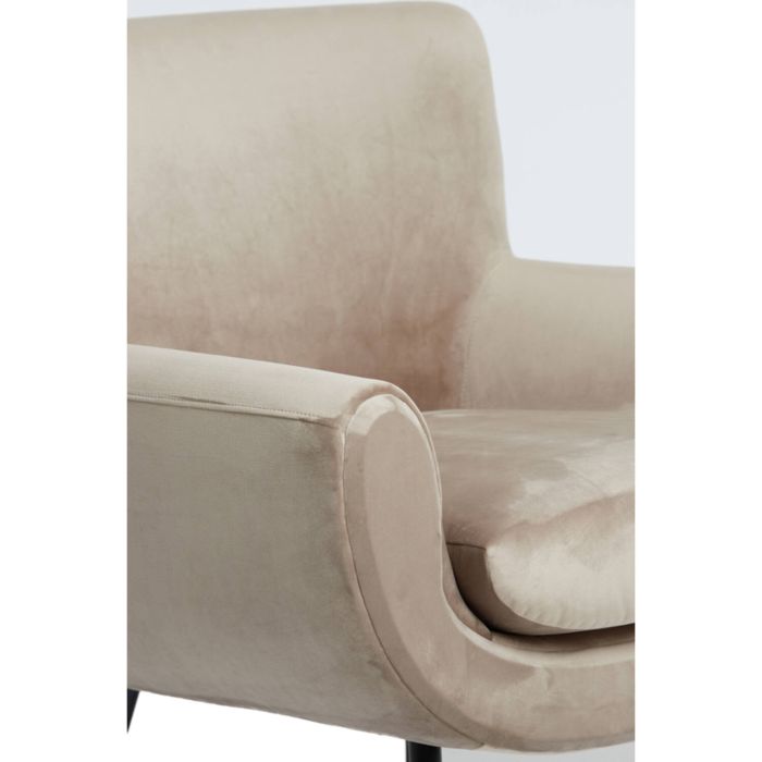 VINSTRA fauteuil velvet 79x76x79cm licht bruin met zwart poten