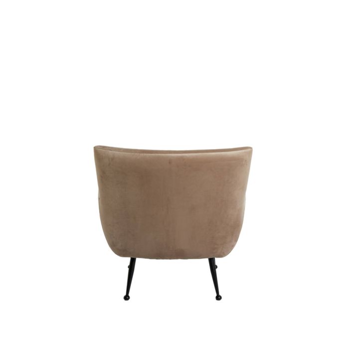 VINSTRA fauteuil velvet 79x76x79cm licht bruin met zwart poten