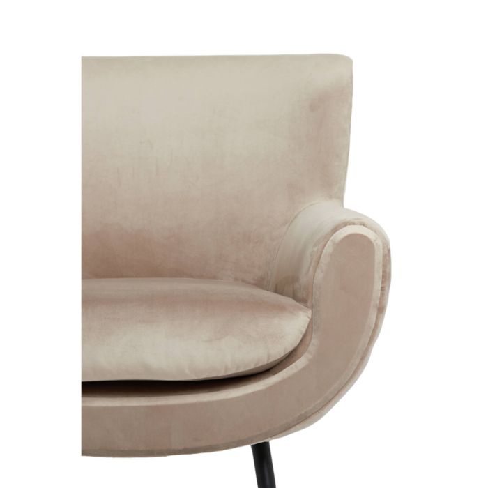 VINSTRA fauteuil velvet 79x76x79cm licht bruin met zwart poten