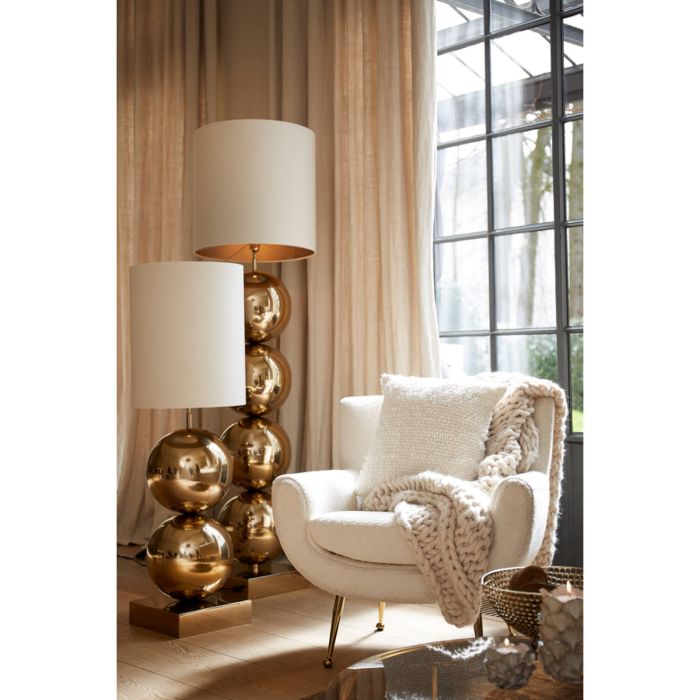 VINSTRA fauteuil bouclé (lus) 79x76x79cm crème met goud poten