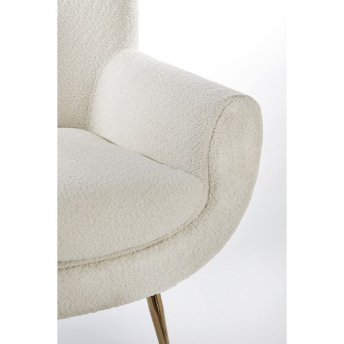 VINSTRA fauteuil bouclé (lus) 79x76x79cm crème met goud poten