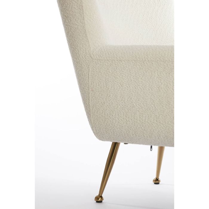 VINSTRA fauteuil bouclé (lus) 79x76x79cm crème met goud poten