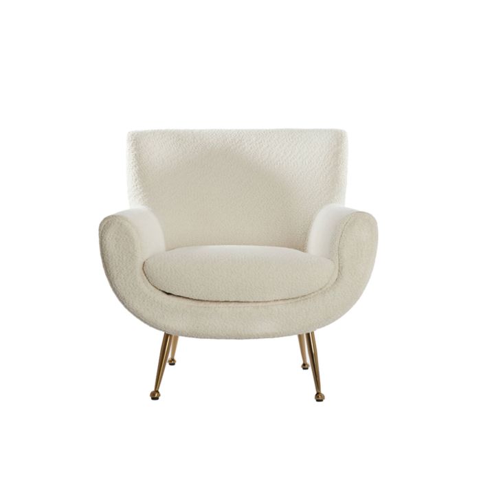 VINSTRA fauteuil bouclé (lus) 79x76x79cm crème met goud poten