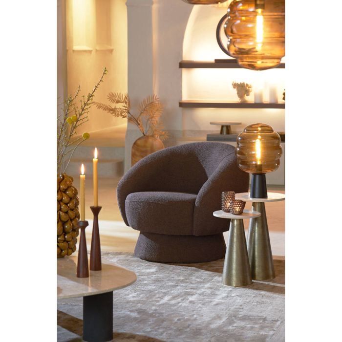 AVORIA fauteuil bouclé (lus) 92x82x77cm donker bruin